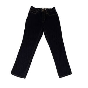 Lands End Jeans Womens 8 Blue Mid Rise Skinny Capri Dark‎ Wash 30x24